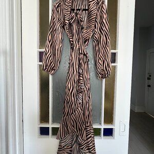 Avantlook Zebra Long Sleeve Wrap Dress